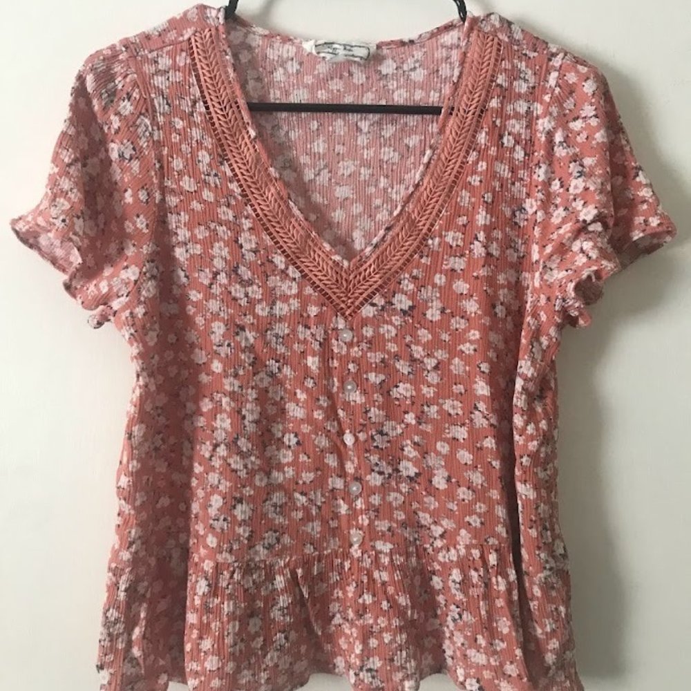 Salmon Floral Shirt